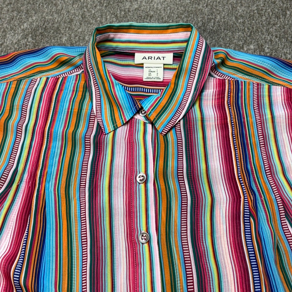 Ariat Naran Shirt Womens Large Multicolor Striped Button Down Long Sleeve - Picture 5 of 12